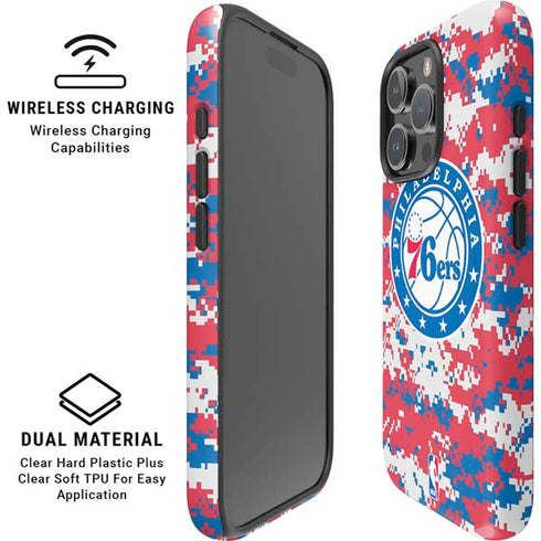 NBA Philadelphia 76ers Red Digi Camo iPhone 16 Pro Magsafe Impact Case